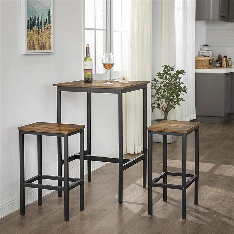 Pub Dining Height Table-Rustic Brown， Black