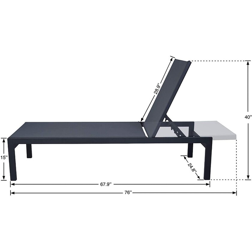 Kozyard Modern Full Flat Aluminum Patio Reclining Adjustable Chaise Lounge with Sunbathing Textilence for  Weather