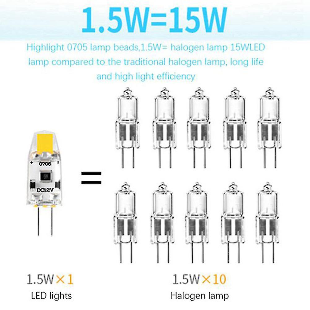 12pcs G4 Led Bulb 12v Dc Dimmable Cob Led G4 Bulb 1.5w 360 Beam Angle To Replace 15w Halogen Lamp (