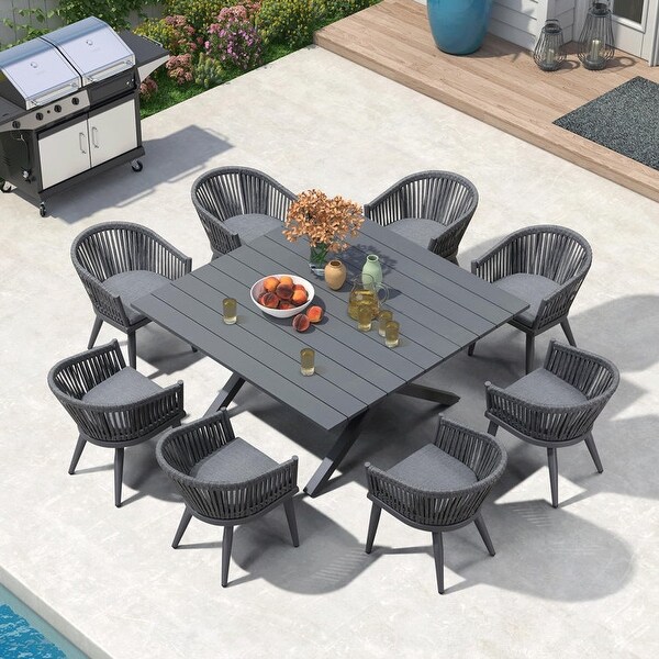 PURPLE LEAF Outdoor Dining Set with Patio Aluminium Dining Table and Wicker Rattan Chairs