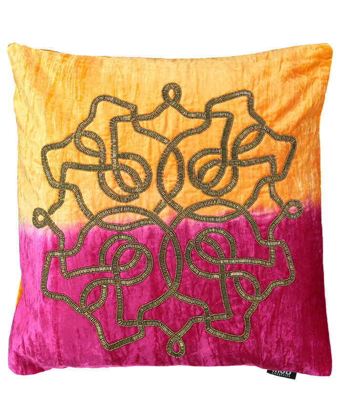 Mod Lifestyles Mystical Morocco Collection Ombre Velvet Damask Beads Embroidery Pillow， 20 X 20