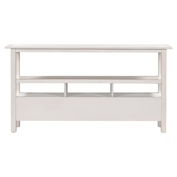 Solid Console Table Double-Storey Tabletop with Three Drawers