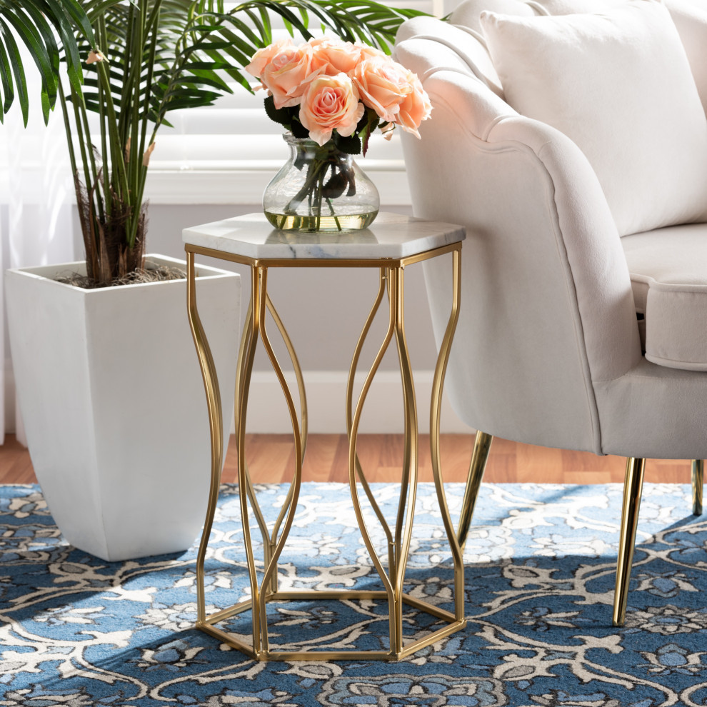 Octavio Contemporary End Table  Gold   Contemporary   Side Tables And End Tables   by Baxton Studio  Houzz