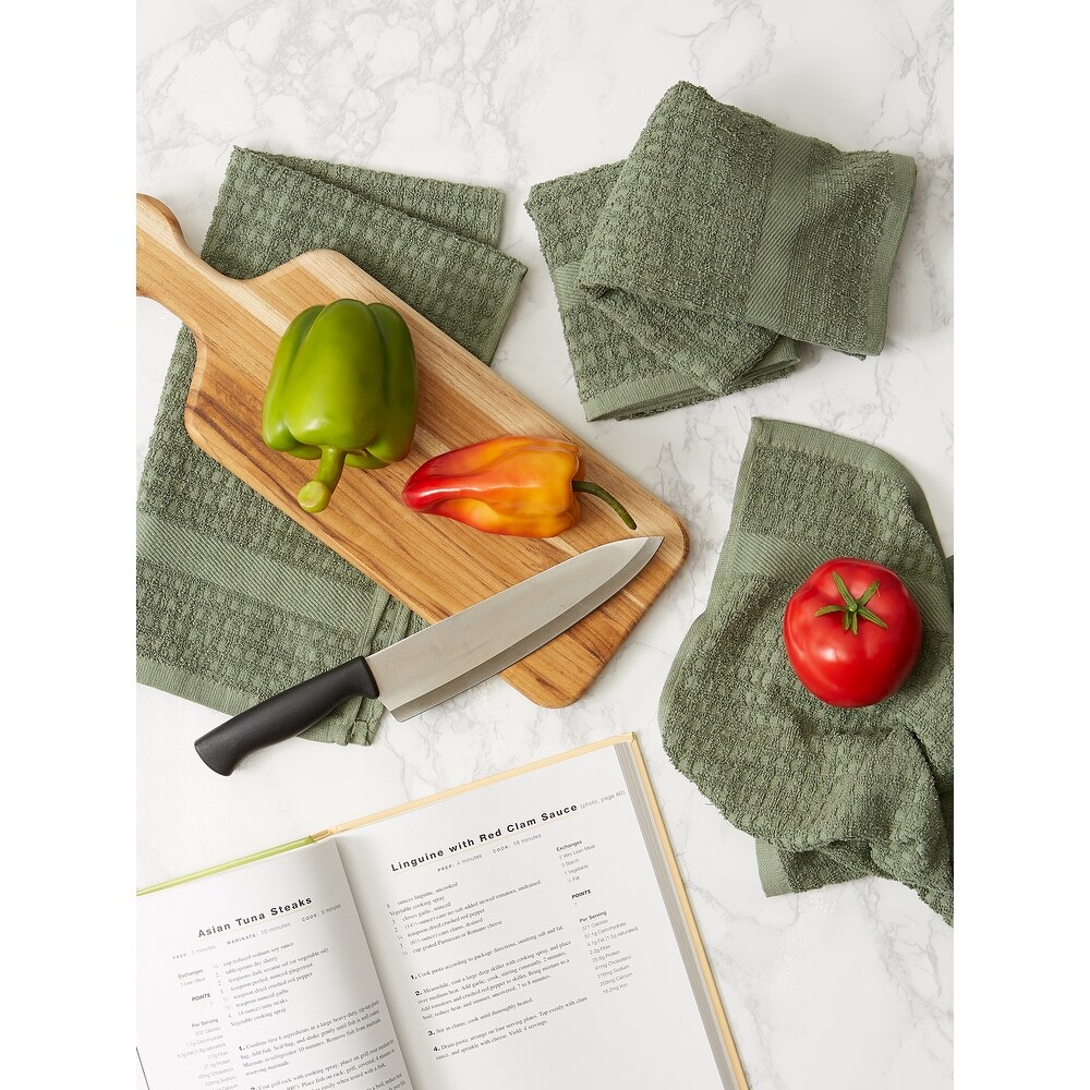 DII Solid Terry Waffle Dishtowel Set of 4