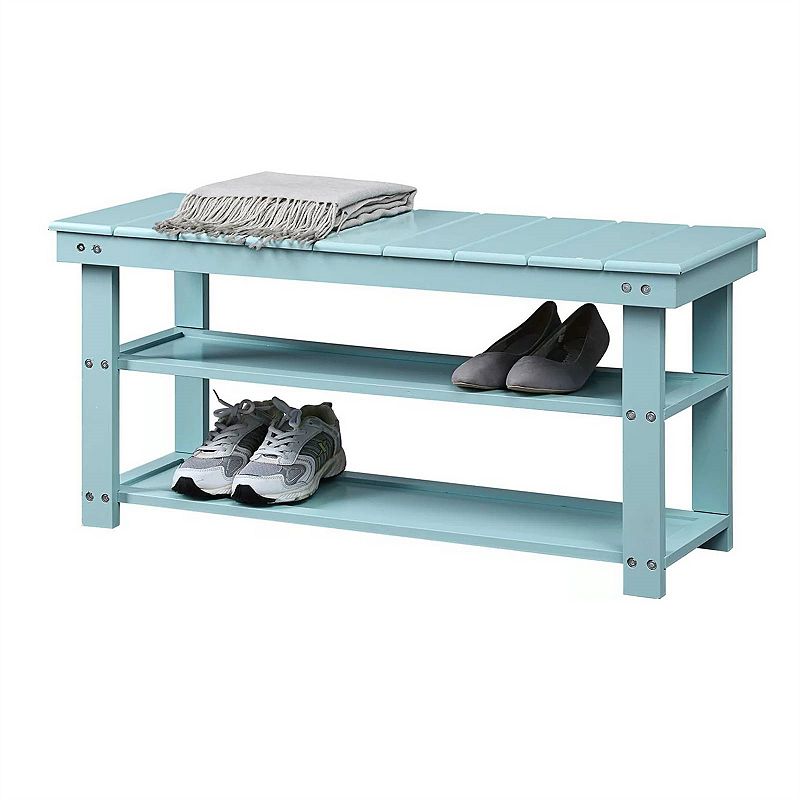 Wooden 2-shelf Shoe Rack Storage Bench For Entryway Or Closet