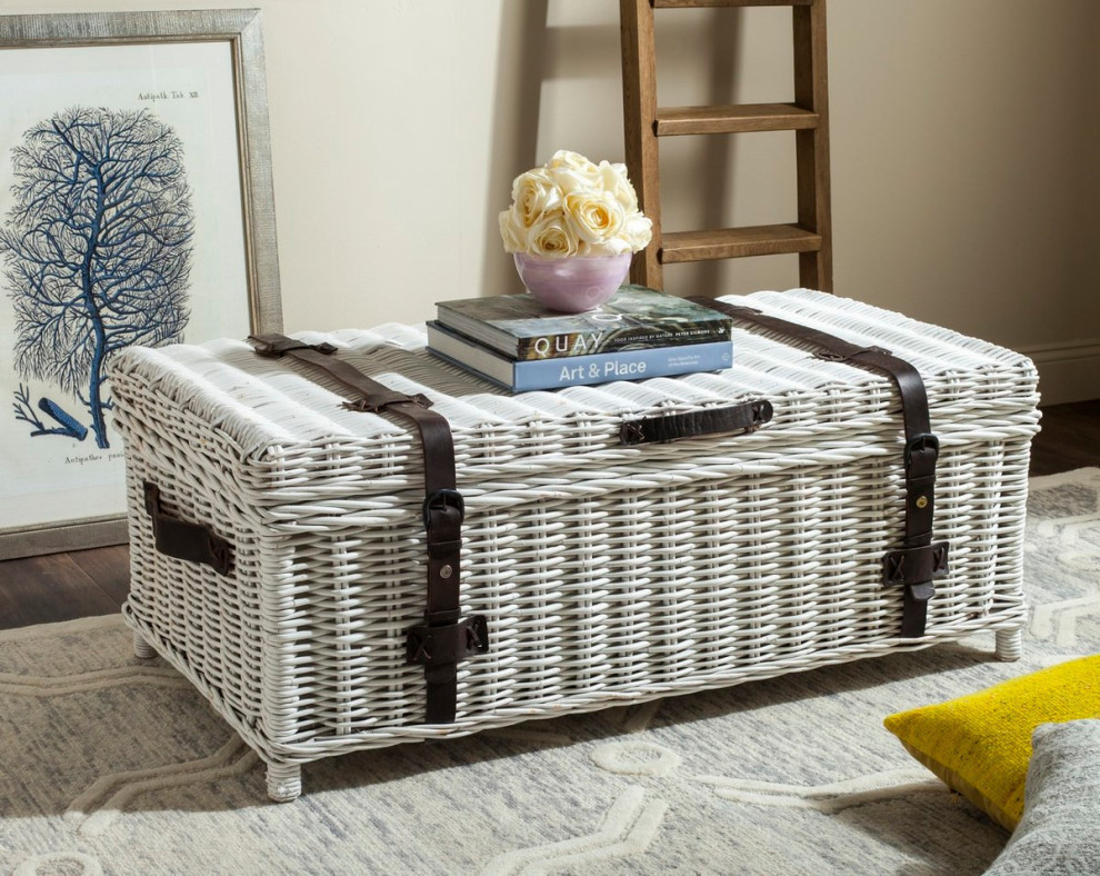 Catelyn Rattan Coffee Table  Trunk White   Tropical   Coffee Tables   by Rustic Home Furniture Deco  Houzz