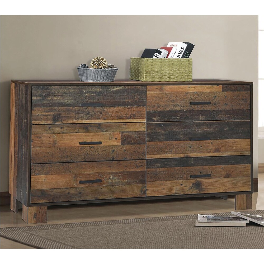 Coaster Furniture Sidney Rustic Pine 6 drawer Dresser