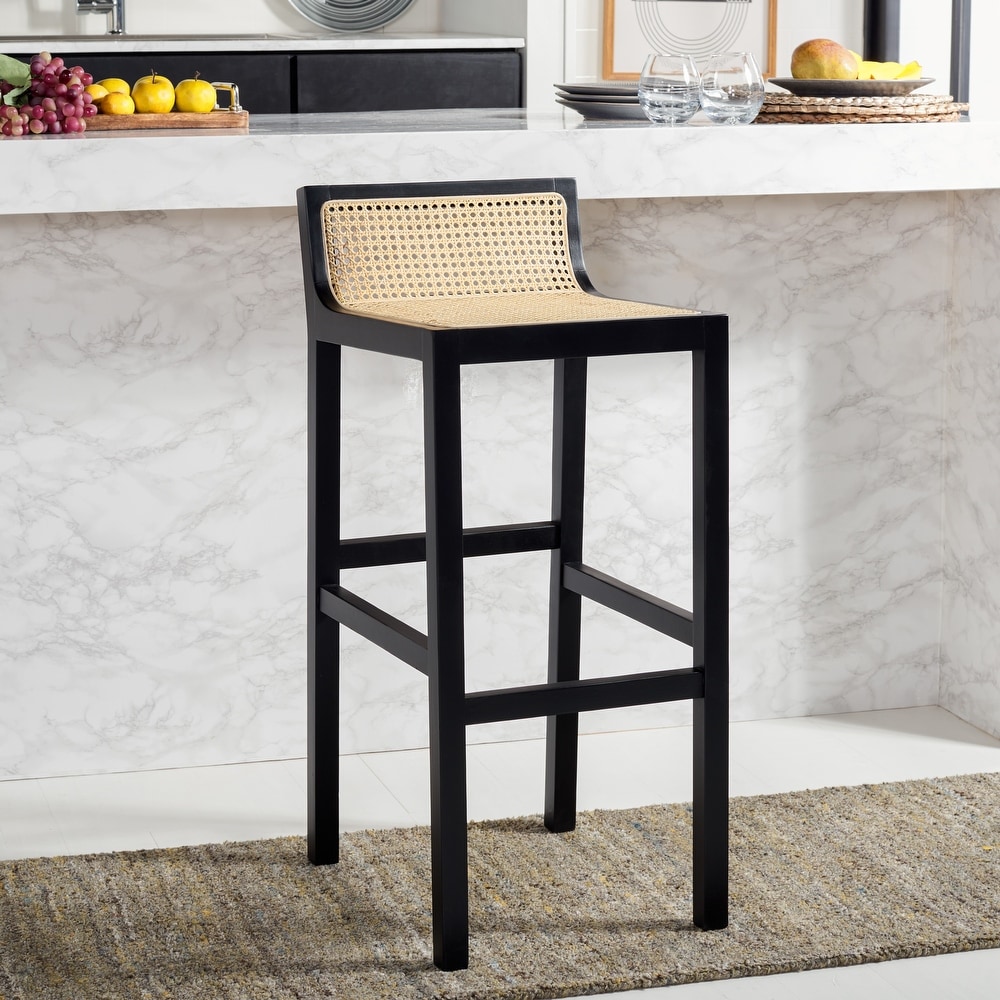 SAFAVIEH Saito Low Back Cane Bar Stool   16\