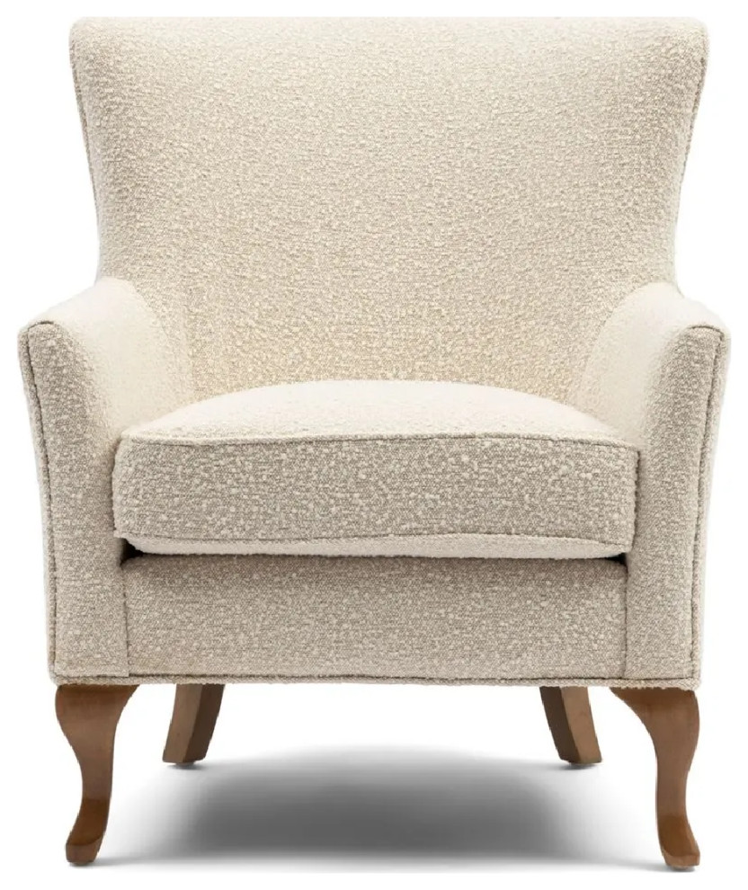 White Boucl√® Wing Chair  Riviera Maison Cavendish   Traditional   Armchairs And Accent Chairs   by Oroa   Distinctive Furniture  Houzz