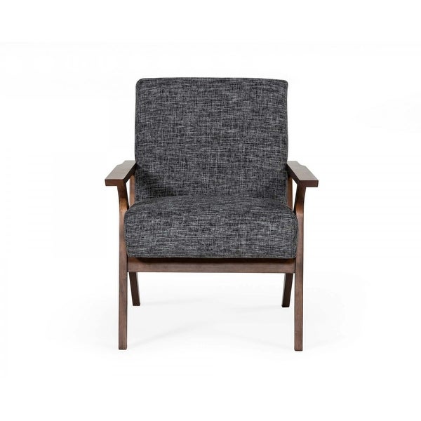 Modrest Candea Mid-Century Walnut and Grey Accent Chair