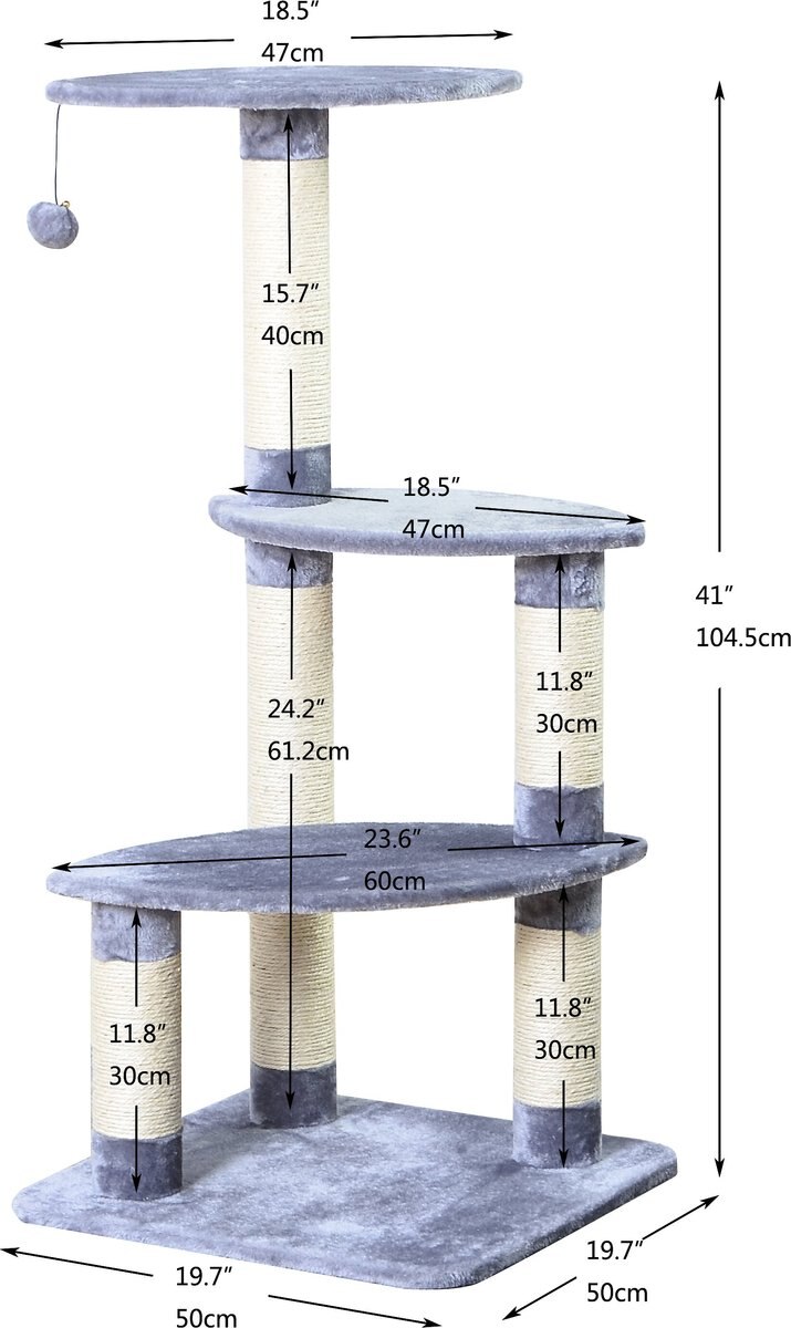 Two By Two The Cypress 41.7-in Plush Cat Tree， Grey