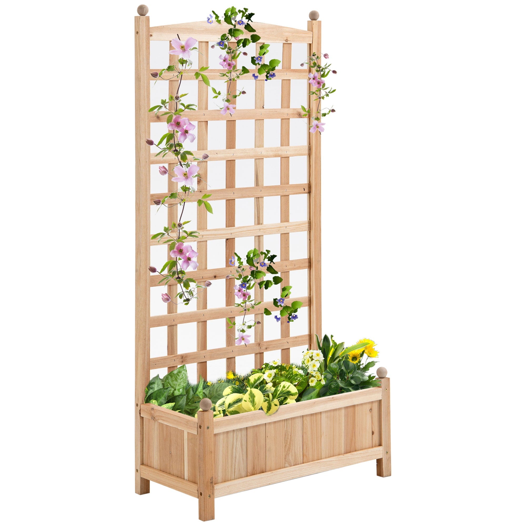 Outsunny 24" x 12" x 49" Raised Garden Bed with Trellis Board Back