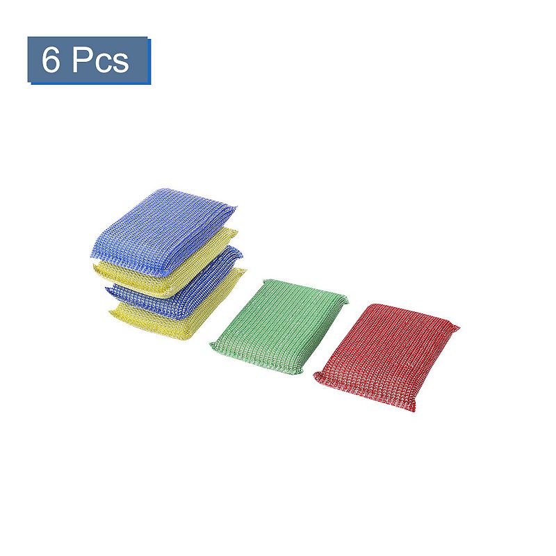 Kitchen Bowl Dish Sponge Rectangle Shaped Scrubber Cleaning Cleaner Pads 6pcs