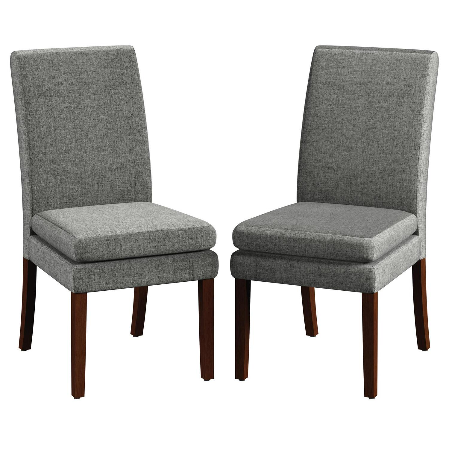 DHP Clark Upholstered Dining Chair Gray Linen with Dark Base Set of 2  Crowdfused