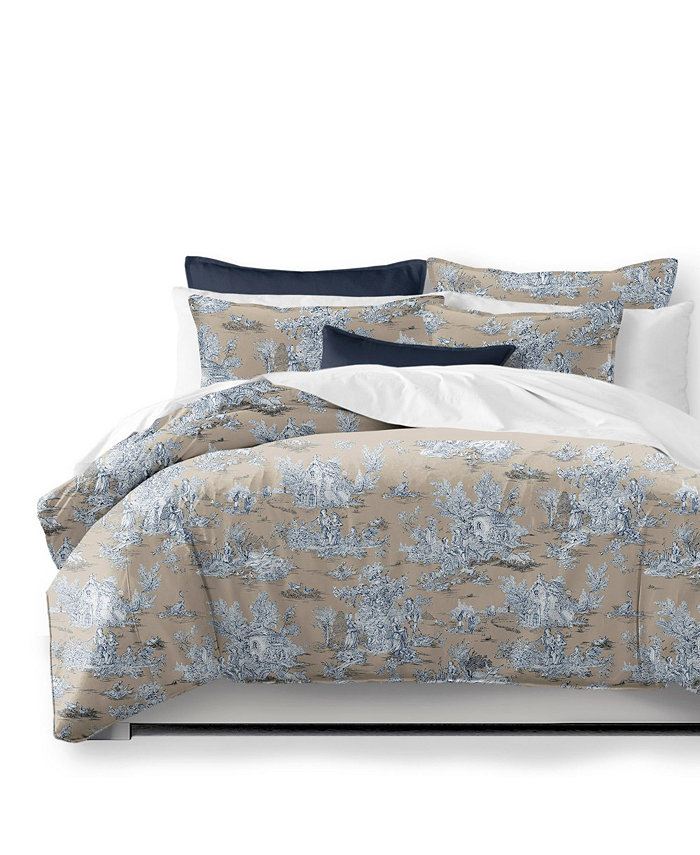 6ix Tailors Fine Linens Chateau Blue Beige Platform Bed Skirt Twin 15