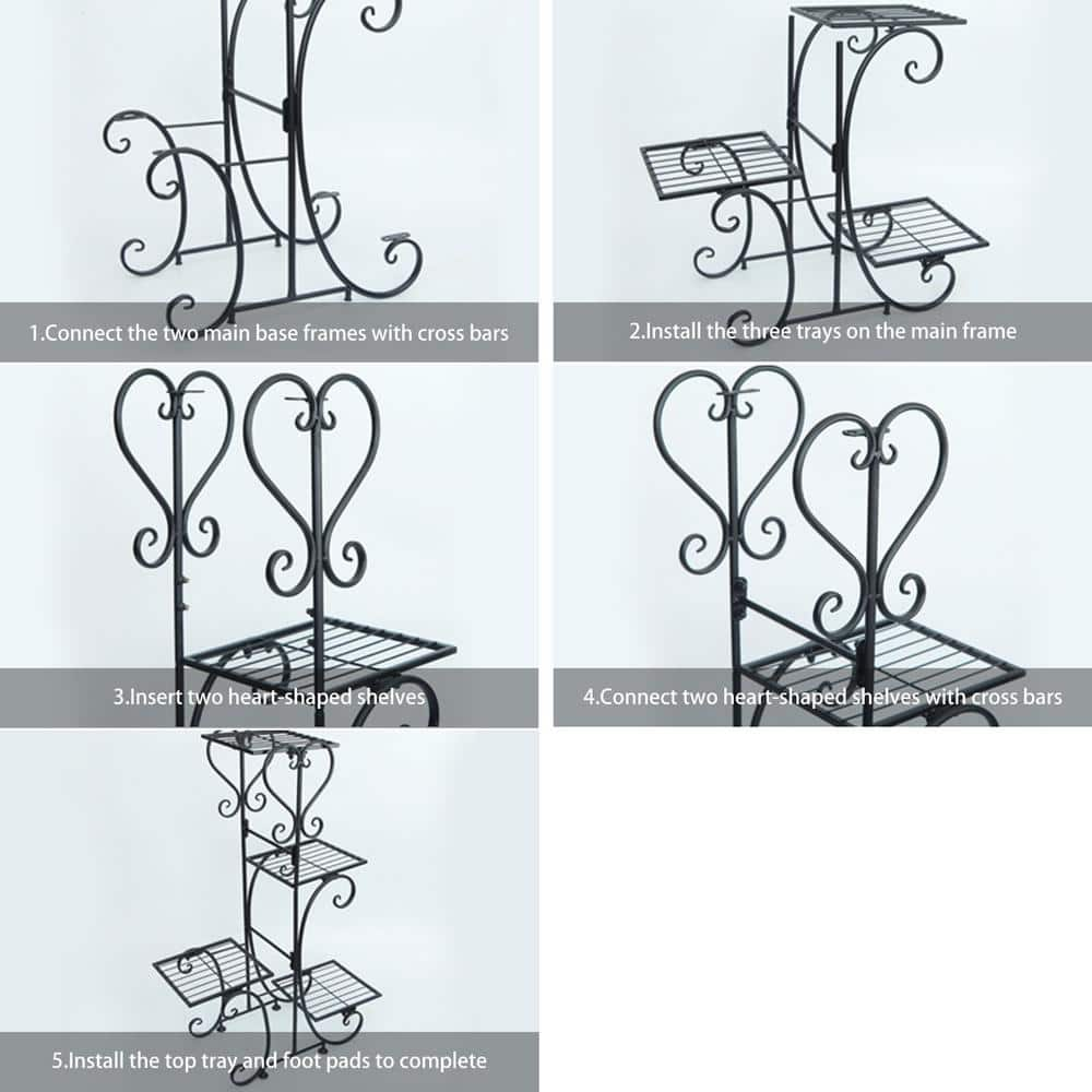 YIYIBYUS 41.73 in. Tall Metal European Style Plant Stand with 5 Trays HG-HCXLST-3225