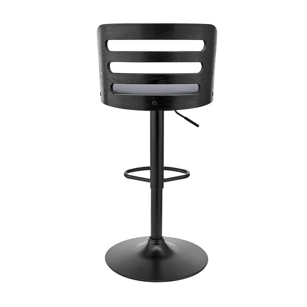 Khalia Adjustable Swivel Faux Leather and Wood Bar Stool with Metal Base