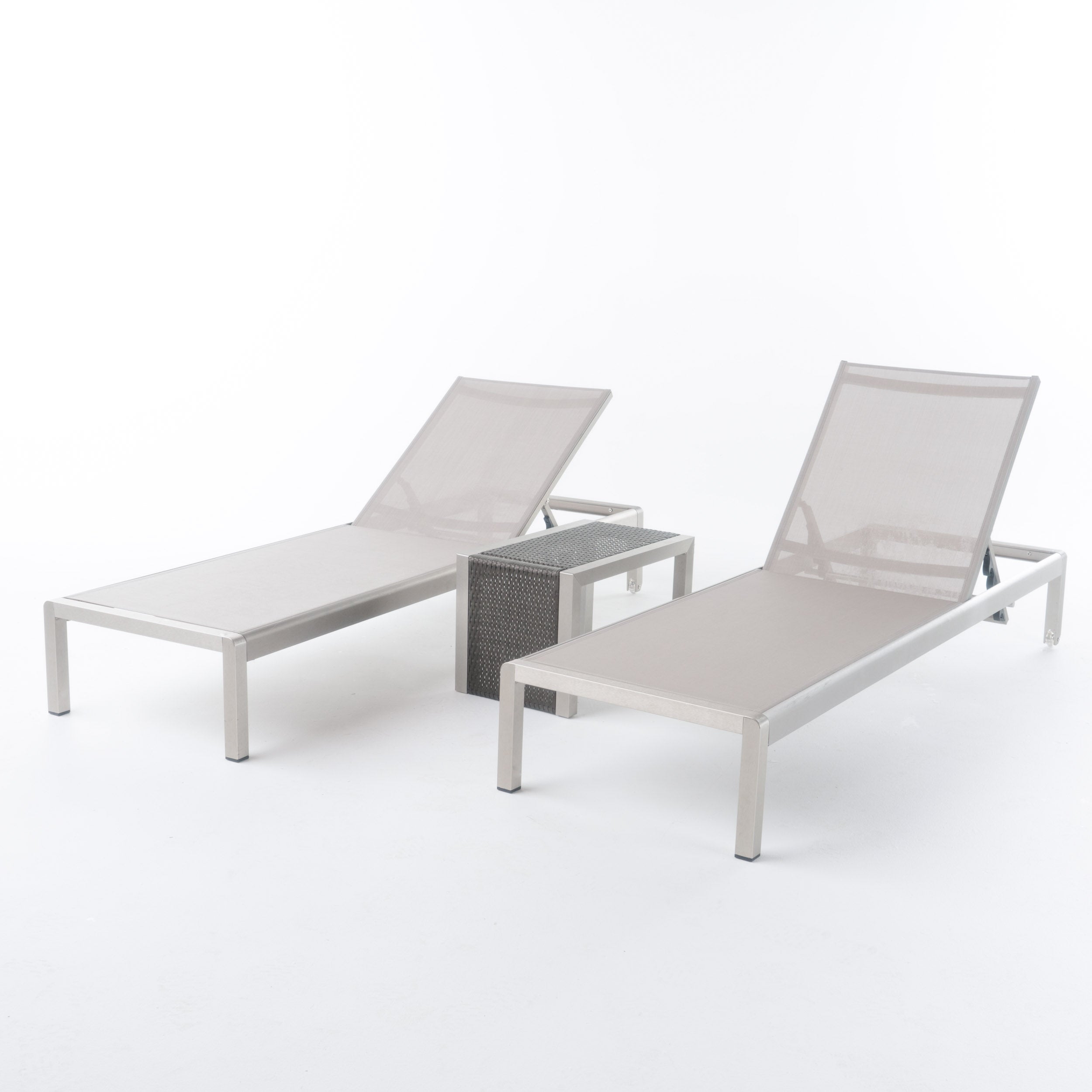 Cherie 3pc Outdoor Chaise Lounge Chair & Table Set