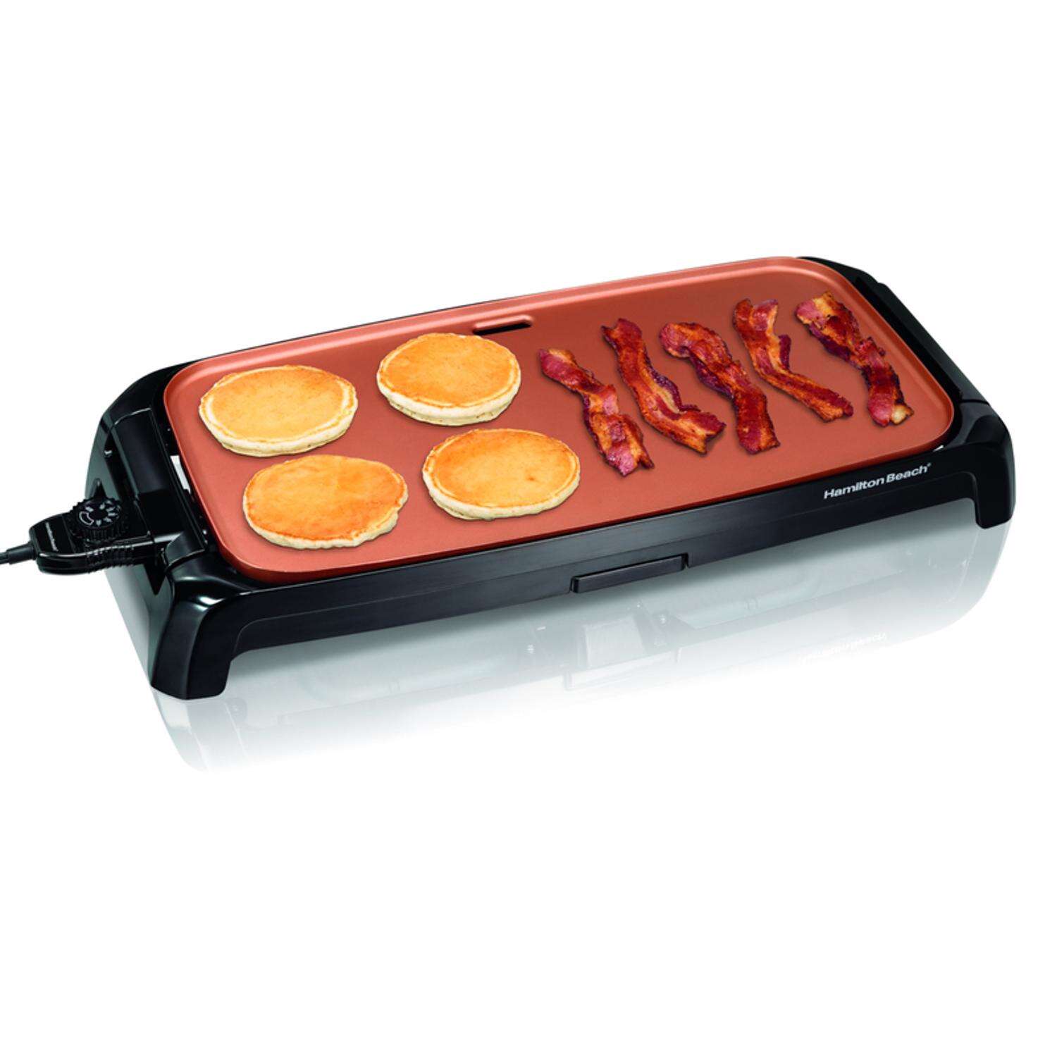 Hamilton Beach 26.5 in. L X 10.7 in. W Ceramic Nonstick Surface Copper/Black Reversible Griddle