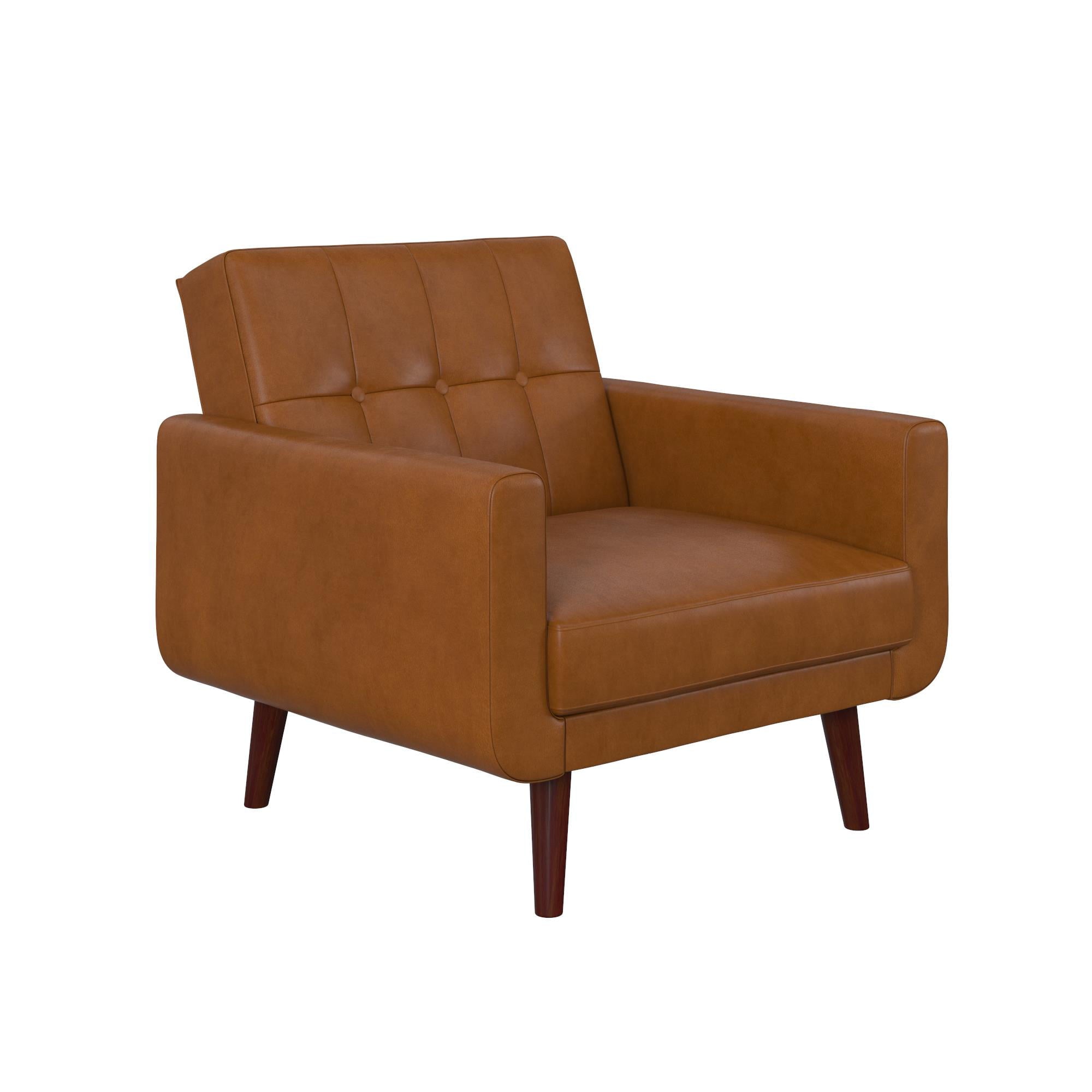 Better Homes & Gardens Nola Modern Chair with Arms, Camel Faux Leather