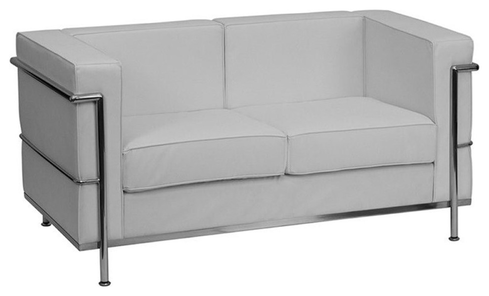 Flash Furniture Hercules Regal Leather Love Seat in White   Modern   Loveseats   by Homesquare  Houzz