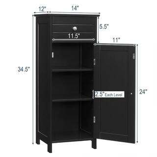 Costway Black P2 MDF Slab Door Stock Ready to Assemble Bath Kitchen Cabinet with Drawer HW66372BK