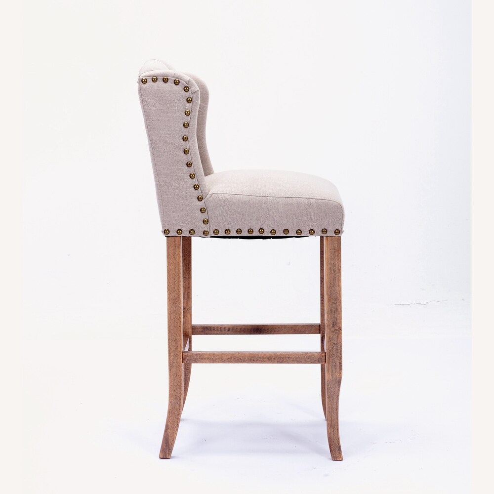 Bar Chairs with Tufted Upholstered Set of 2