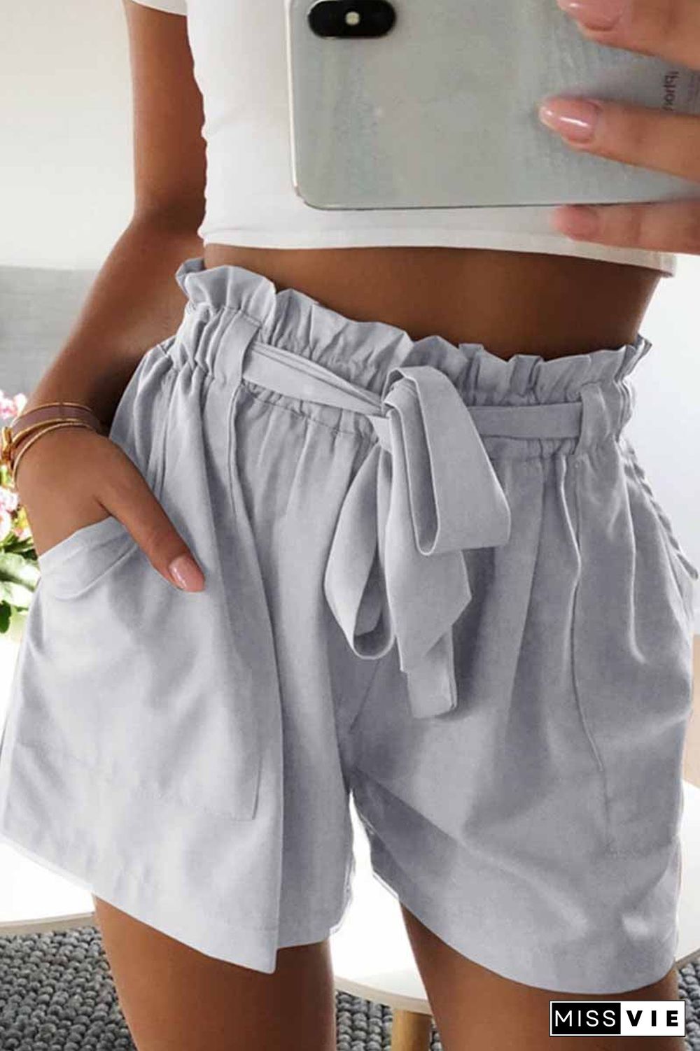 Casual Elastic Wide Leg Strap High Waist Shorts