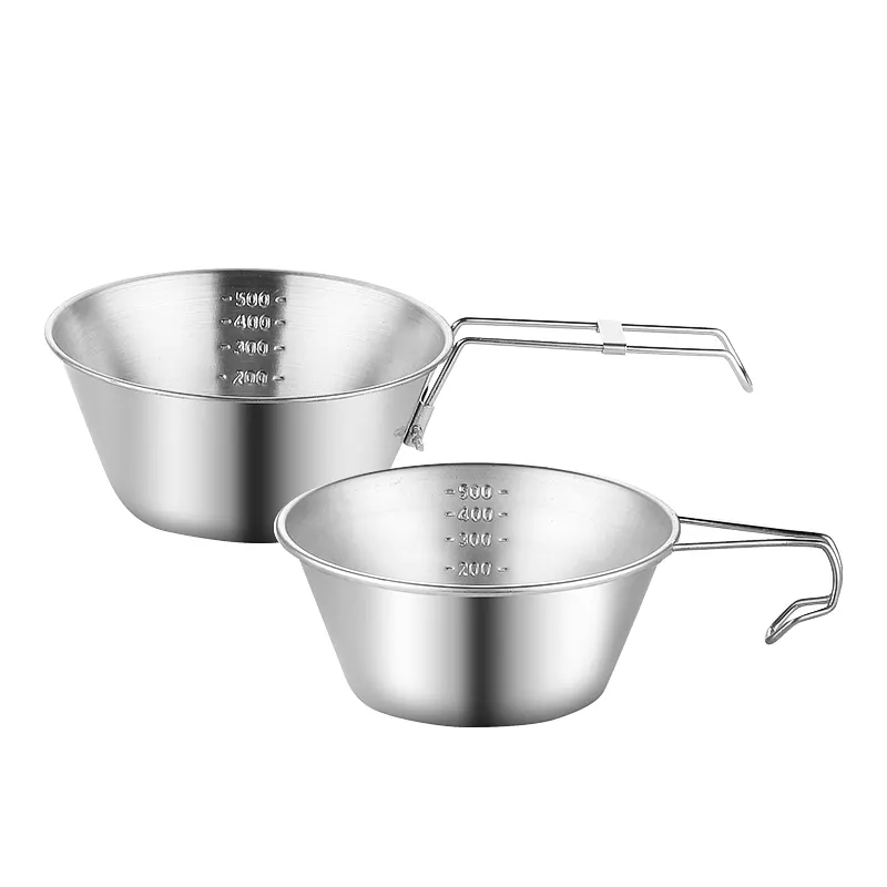 200ml Stainless Steel Camping Sierra Measuring Cup BBQ Sierra cup with foldable handle