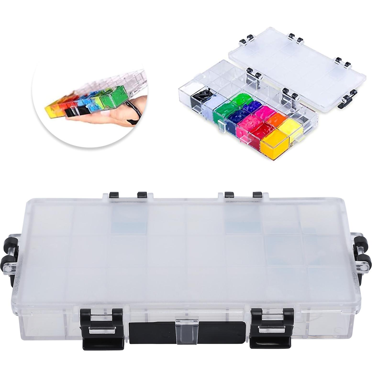 Watercolor Box 24 Grids Largecapacity Transparent Keep Wet Gouache Paint Storage Case