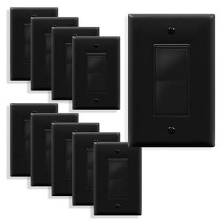 ENERLITES 15 Amp Single Pole Decorator Rocker Light Switch with Midsize Wall Plate Black (10-Pack) 91150-BKMWP10P