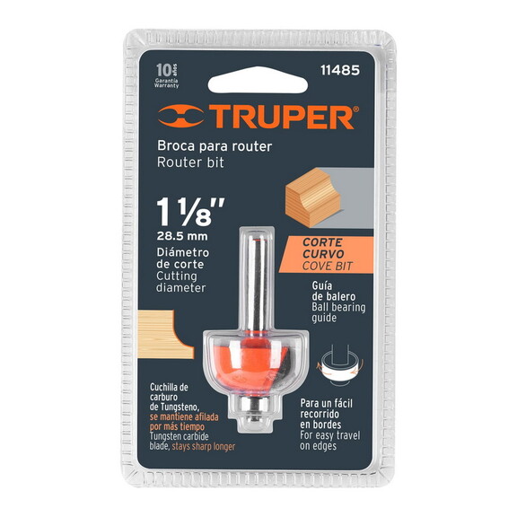 Truper 11485 1 1/8 Cove Router Bit With Ball Bear...