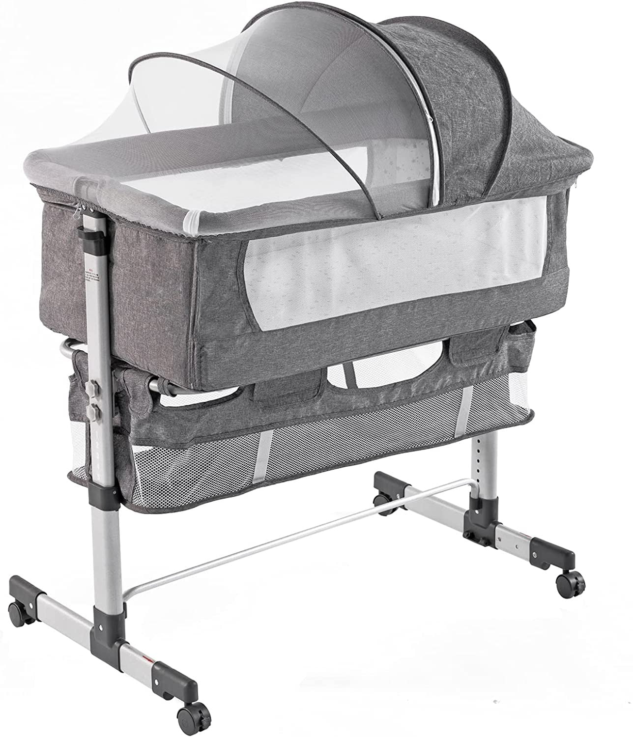 Lamberia 3 in 1 Bassinet for Baby, Easy Folding Sleeper with Mattress for Newborn Infant/Baby Boy/Baby Girl (Grey)