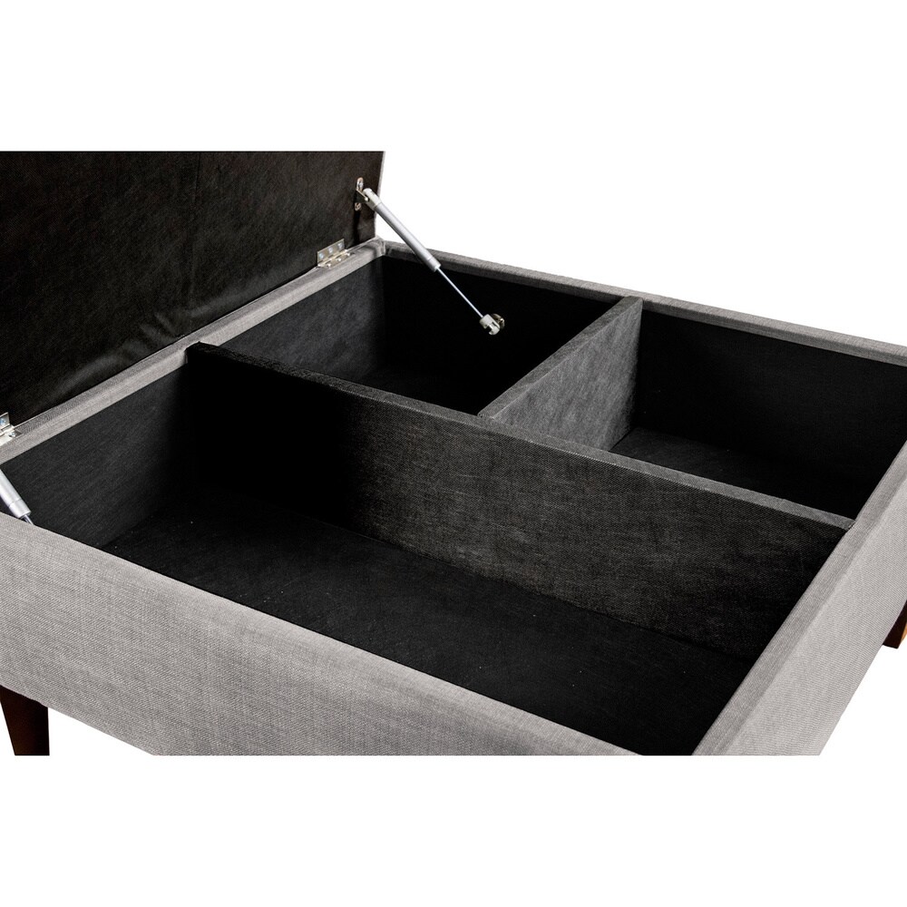 MJL Furniture Manhattan Espresso Fabric Upholstered Organizational Cocktail Ottoman Table