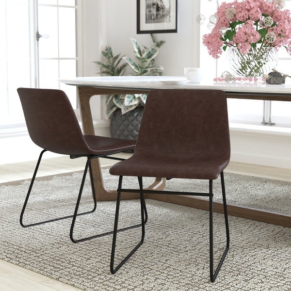 18 Inch Indoor Dining Table Chairs， LeatherSoft Upholstery-Set of 2