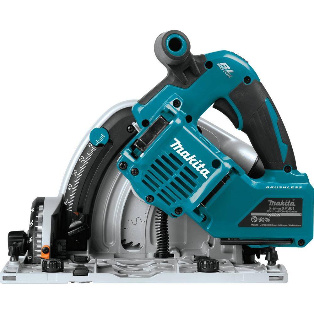 Makita 18V X2 LXT Lithium-Ion (36V) Brushless Cordless 6-12 in. Plunge Circular Saw (Tool Only) with 55T Carbide Blade XPS01Z