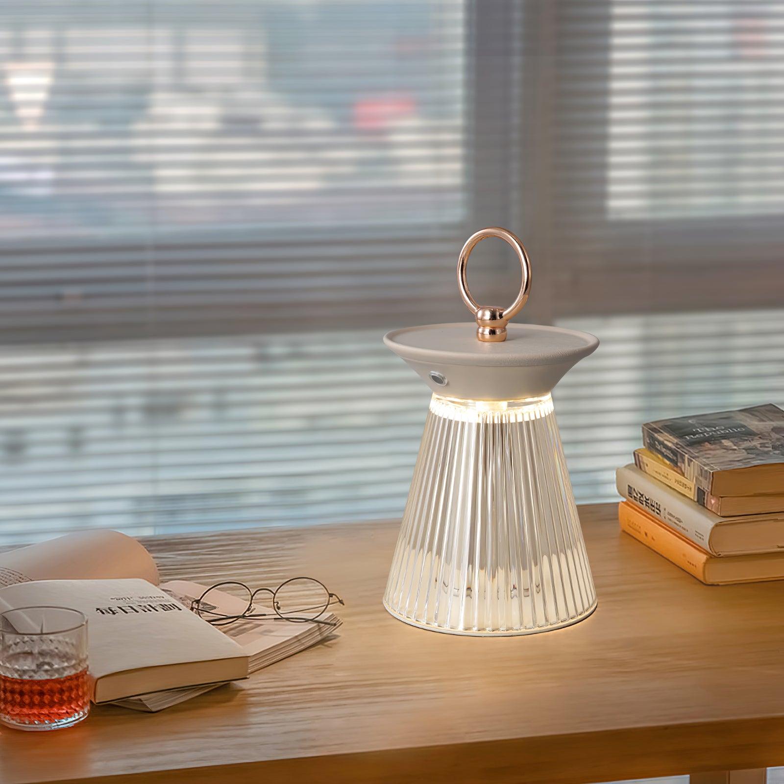 Ribbed Acrylic Built-in Battery Table Lamp