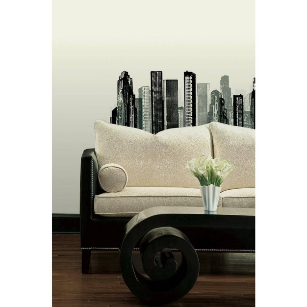 Cityscape Peel And Stick Giant Wall Decal Black Roommates