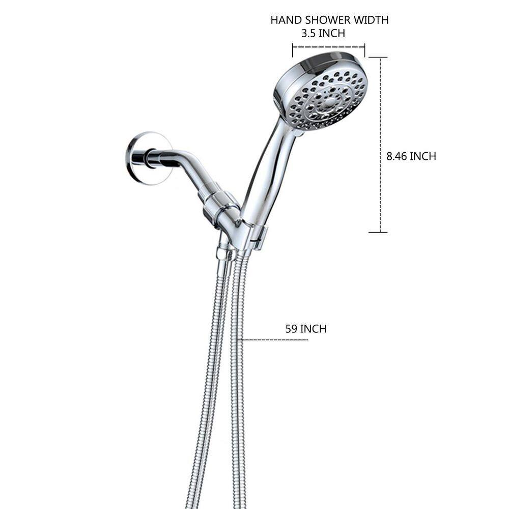 Tahanbath 5-Spray Patterns with 2.5 GPM 3.5 in. Wall Mount Handheld Shower Head in Chrome W122458401-KXC