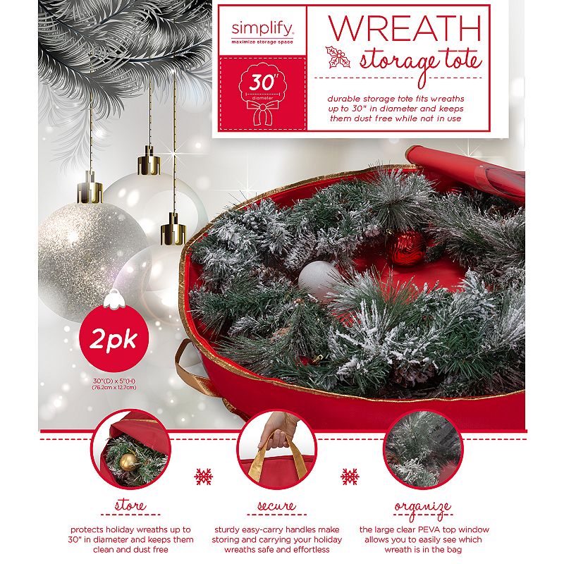 Simplify 2-Pack 30 Holiday Wreath Bag