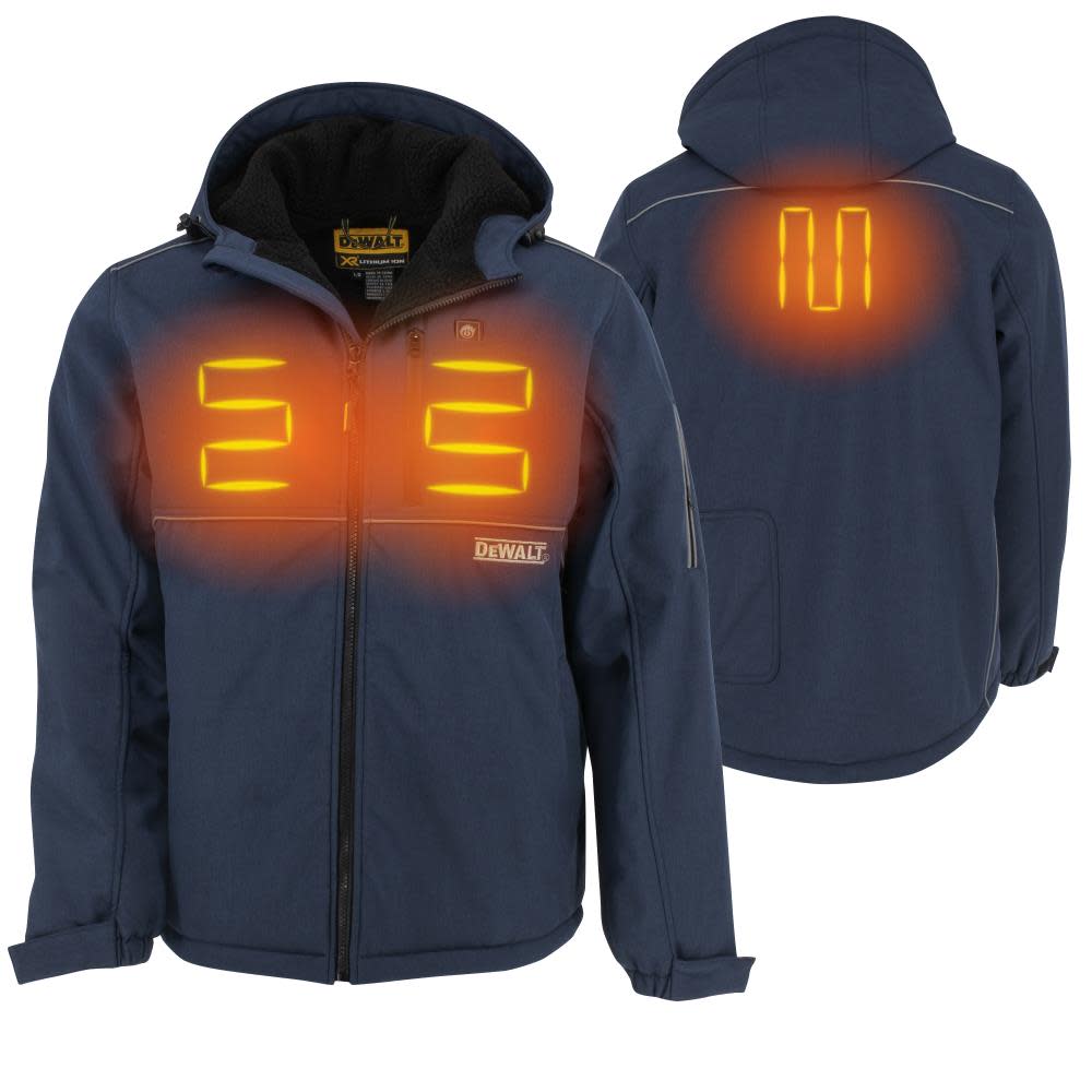 DEWALT Mens Heated Soft Shell Jacket Kit with Sherpa Lining Kitted Navy Medium ;