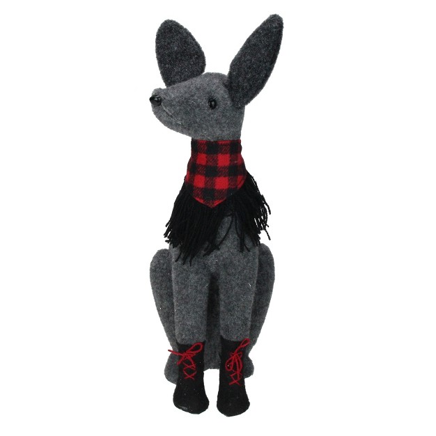 Northlight 14 5 Gray And Red Sitting Dog With Plaid Collar Christmas Decoration