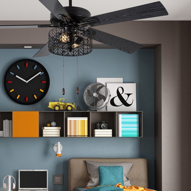 5 Blade Led Modern Matte Black Lighted Ceiling Fan River Of Goods