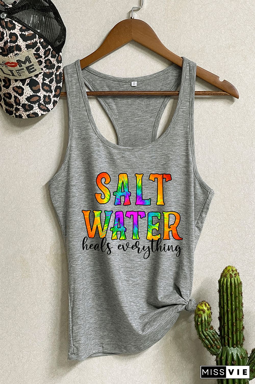 Salt Water Heels Everything Letter Print Graphic Tank Top