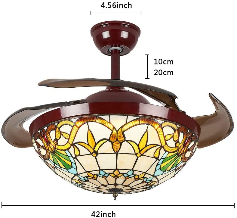 TFCFL 42”  Style Ceiling Fan with Light Classic LED Chandelier Remote Control Retractable Blades 3 Speeds 3 Light Changes Ceiling Lamp Lighting Fixture