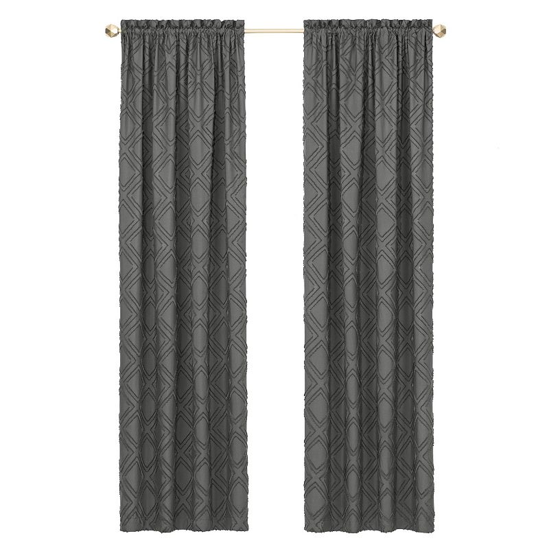 Kate Aurora Contemporary Geometric Shabby Diamond Clipped Rod Pocket Single Window Curtain Panel