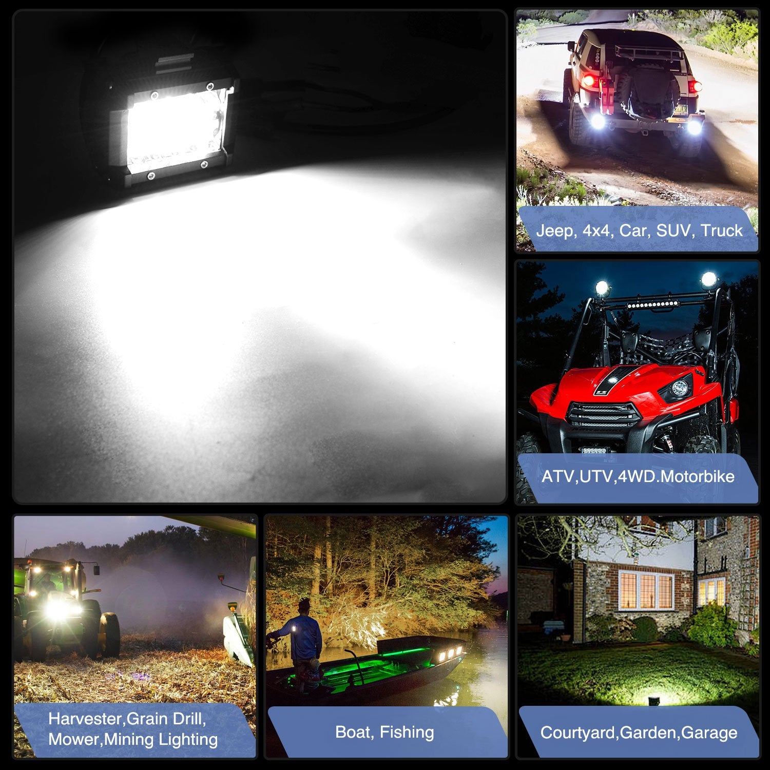 Nilight LED Light Bar 2PCS 60W 4 Inch Flood Spot Combo LED Work Light Pods Triple Row Work Driving Lamp with 12 ft Wiring Harness kit for Trucks Boat Jeep UTV ATV Motorcycle Lighting，2 Year Warranty