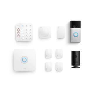 Ring Alarm Kit 2nd Gen (8-Pack) with Video Doorbell - Satin Nickel with Stick Up Cam Battery Black B0C59KYX5V