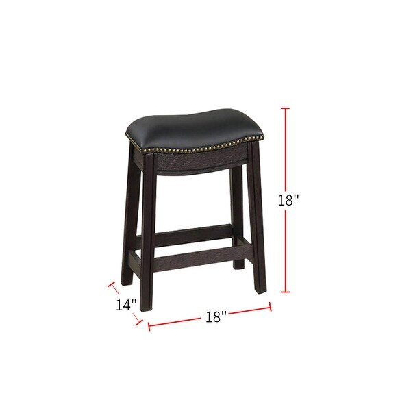 Black PU Upholstery Bar Stool， Set of 2