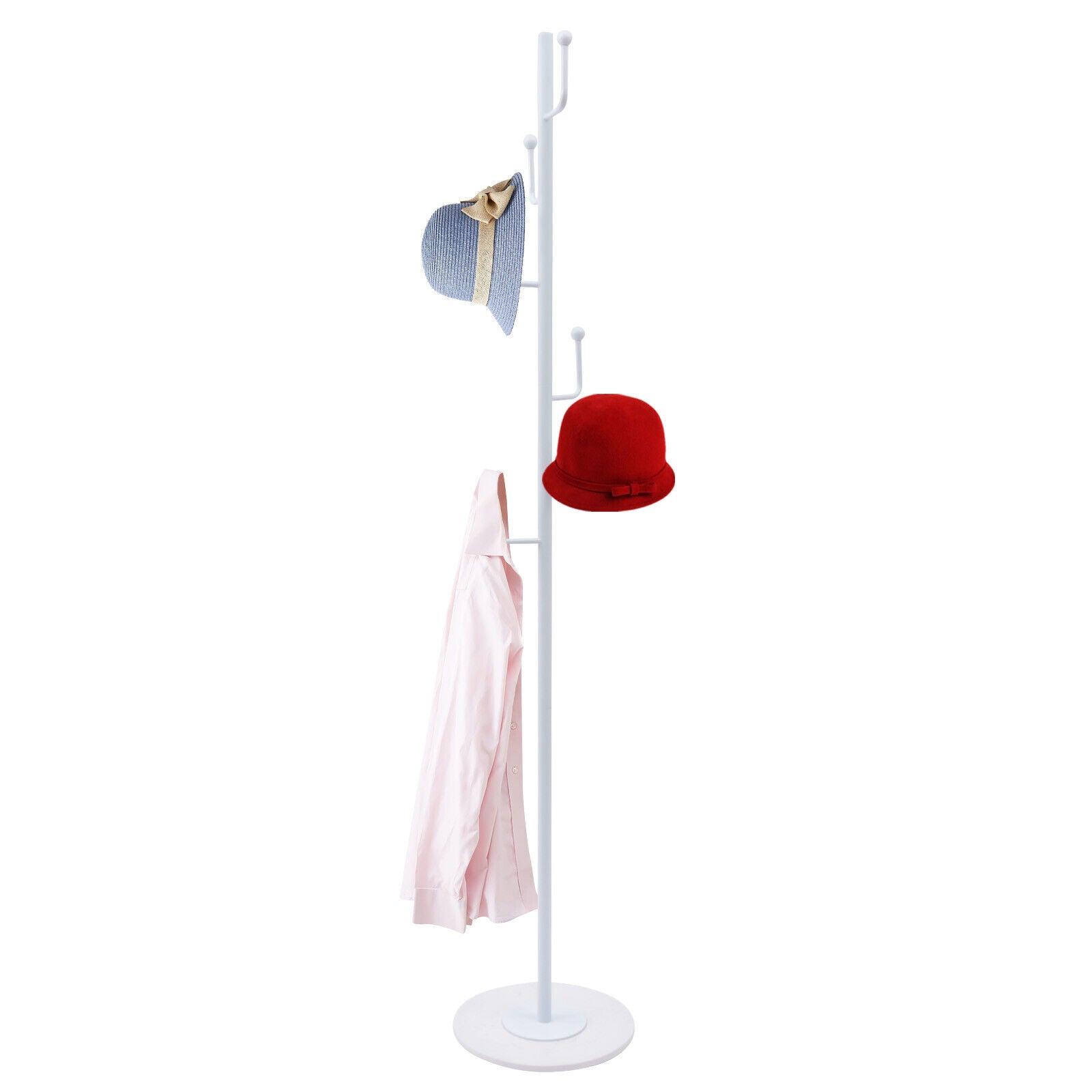 6 Hooks Coat Rack Hat Stand Tree Clothes Hanger Umbrella Holder Metal Organizer Metal Hat Coat Rack Stand Hallway Coat Tree Clothes Hanger White With 6 Hooks Coat Rack Hat Rack Metal Stand